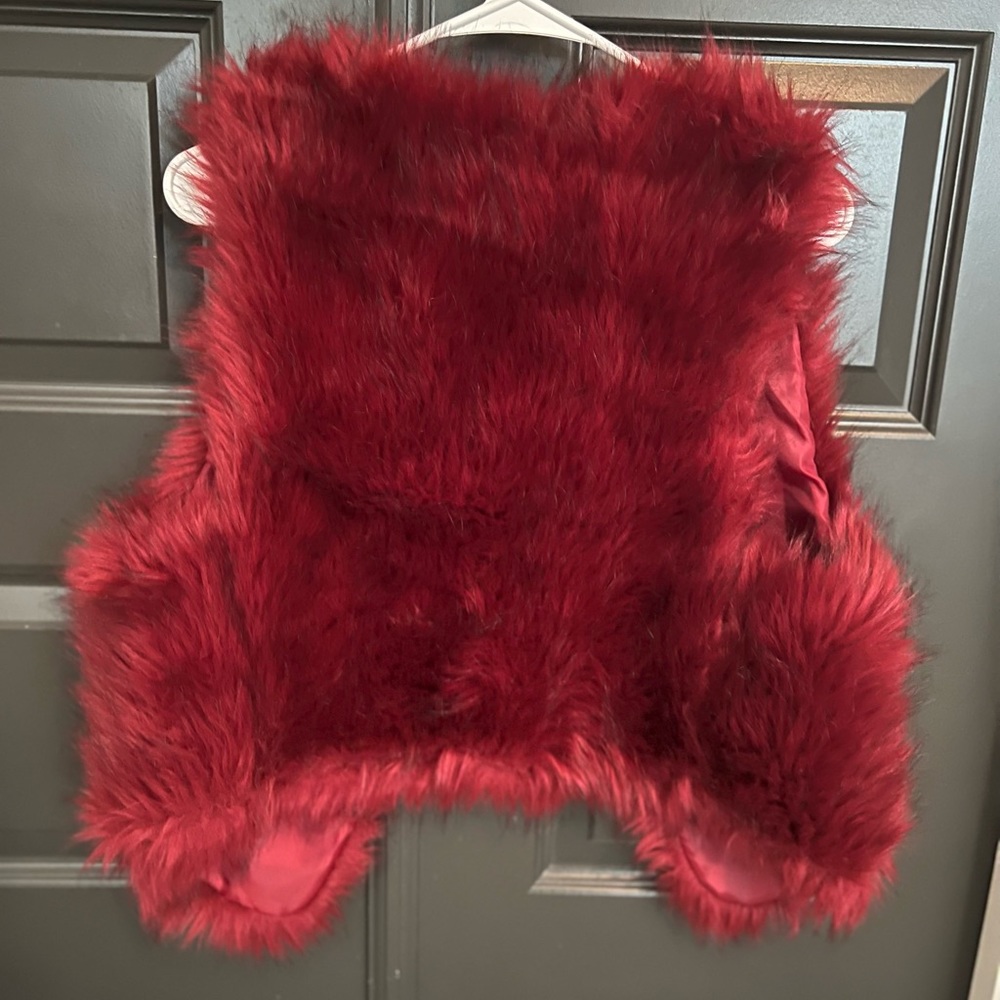 Red Sleeveless Fur Vest